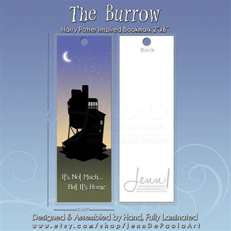 The Burrow Silhouette Bookmark; Harry Potter Inspired; 2x6