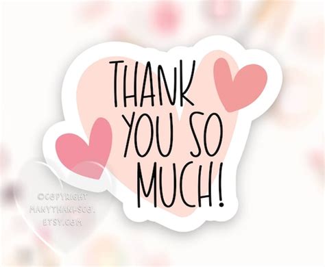 Thank You so Much Sticker PNG Small Business Shop Labels | Etsy