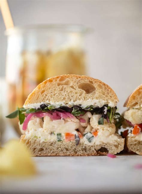 Pickled Veggie Sandwich with Garlic Scallion Cream Cheese