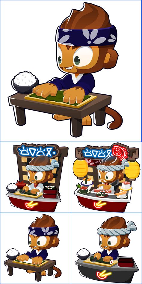 The Spriters Resource - Full Sheet View - Bloons Tower Defense 6 - Benjamin (Sushi Bento)