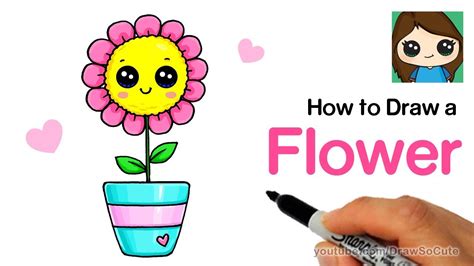 How to Draw a Flower Easy and Cute - YouTube