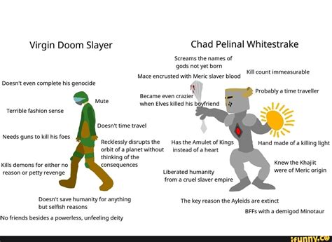 Virgin Doom Slayer Chad Pelinal Whitestrake Screams the names of gods not yet born Kill count ...