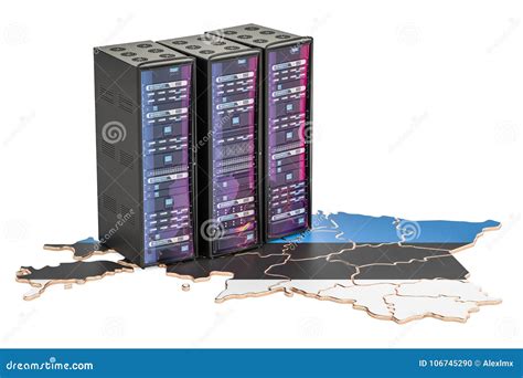 Data Center Server Racks in Estonia Concept, 3D Rendering Stock ...