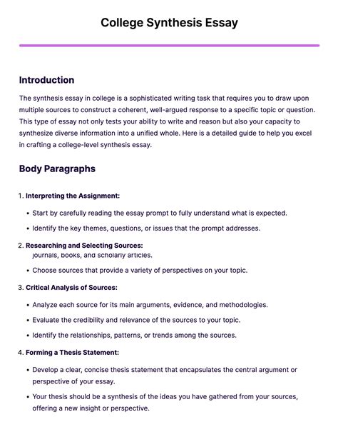 Synthesis Essay - 20+ Examples, Structure, How to Write, Tips, Pdf