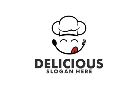 Delicious Food logo design template vector, Cafe or restaurant emblem, chef with smiling lips ...