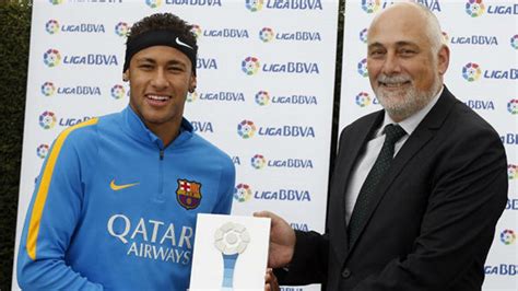 Neymar became the first Barcelona player to win the La Liga Player of the Month award ...