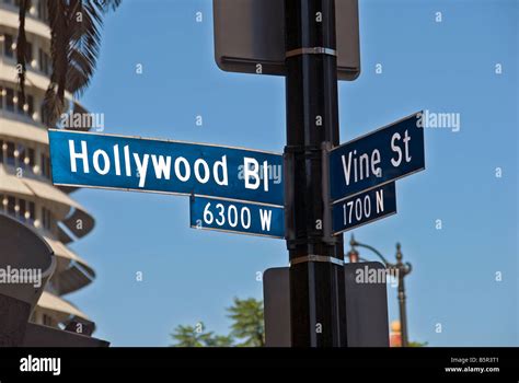 Hollywood and Vine Street sign Hollywood Blvd. Los Angeles CA ...