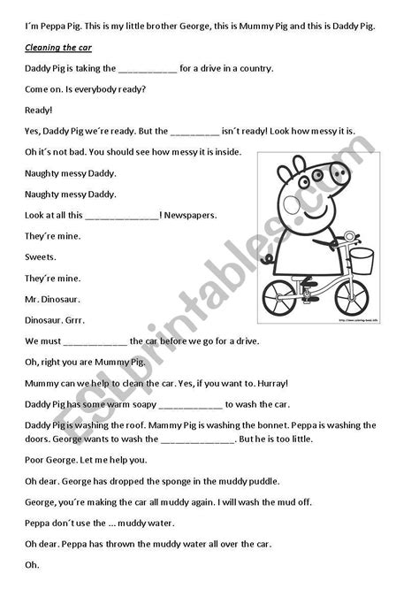 Peppa Pig - Cleaning the Car - ESL worksheet by Jitushka84