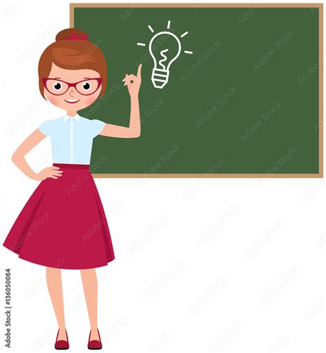 Cartoon character vector teacher standing at the blackboard Stock ...