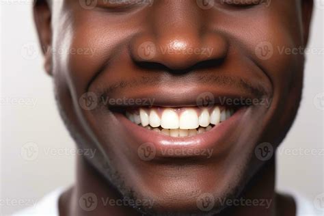 African Smile. White teeth of a black man in close-up. Generative AI 23372245 Stock Photo at ...