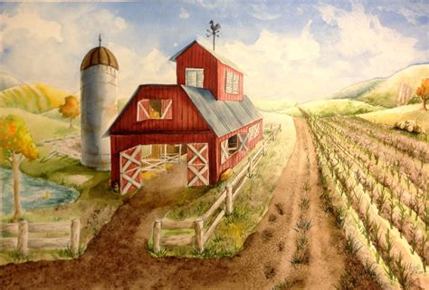 One Point Perspective Barn Watercolor Painting Lesson | Painting ...