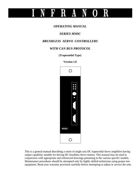 (PDF) OPERATING MANUAL SERIES MSDC BRUSHLESS SERVO CONTROLLERS ... · OPERATING MANUAL SERIES ...