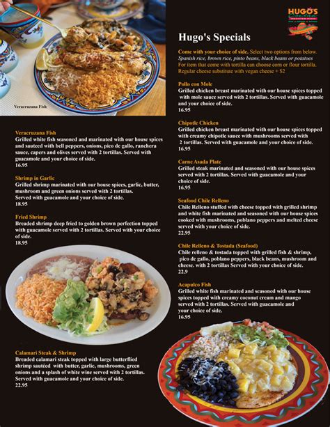 Hugo's Menu - HUGO'S COCINA