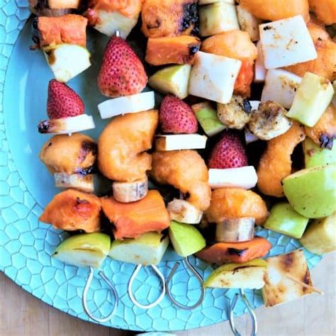 Grilled Fruit Kabobs-light and fresh fruit vegan snack.