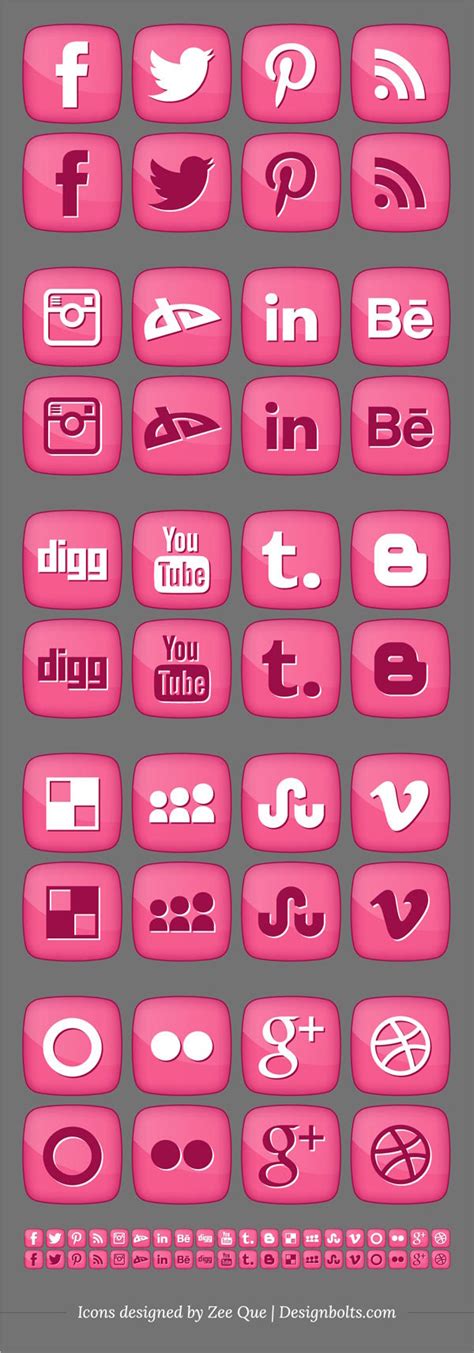 Free Pink Girly Social Media Icons 2012