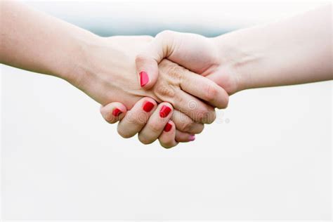 Friendly Girls Shaking Hands Stock Photo - Image of adult, handshake ...