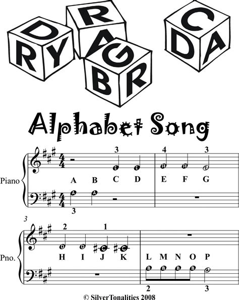 Alphabet Song Beginner Piano Sheet Music