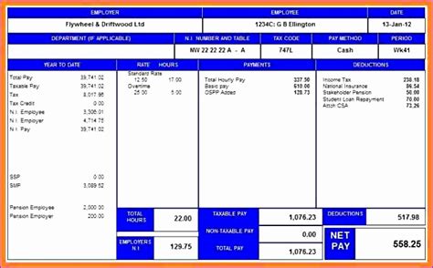 Free Payslip Template Excel Uk - Printable Templates