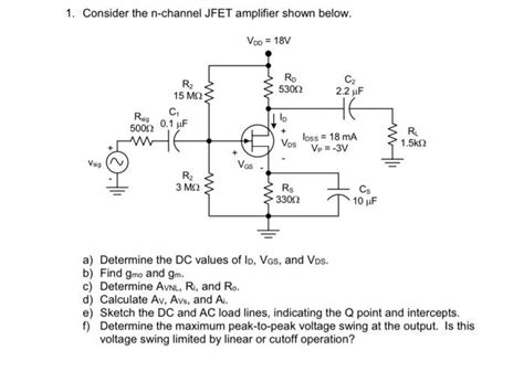 Solved 1. Consider the n-channel JFET amplifier shown below. | Chegg.com