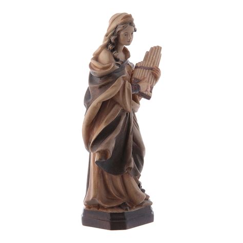 Saint Cecilia wooden statue in shades of brown | online sales on HOLYART.co.uk