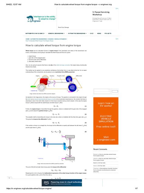 How To Calculate Wheel Torque From Engine Torque | PDF | Four Wheel Drive | Torque