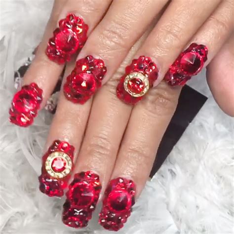 Cardi B Red Jewels, Nail Art, Studs Nails | Steal Her Style