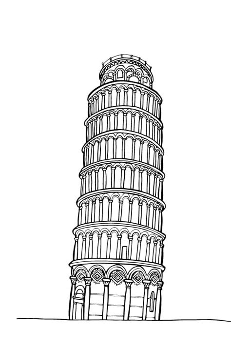 Disegno da colorare: Torre di Pisa - Nostrofiglio.it