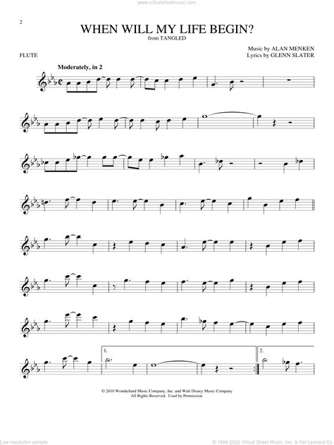 Moore - When Will My Life Begin? (from Disney's Tangled) sheet music for flute solo