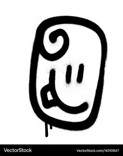 Graffiti emoticon happy face sprayed in black Vector Image