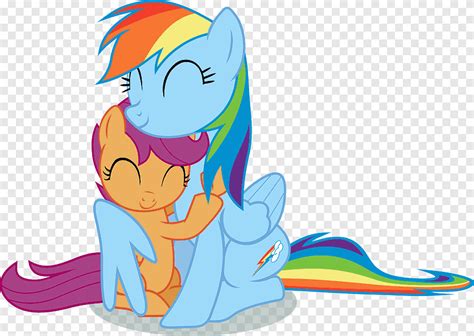 Rainbow Dash and Scootaloo hug, My Little Pony Rainbow dash, png | PNGEgg