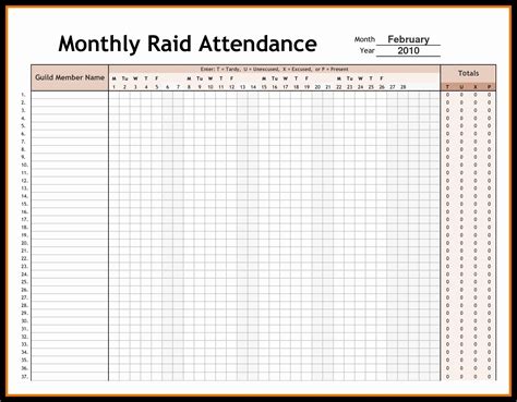 Monthly Attendance Sheet With Time In Excel Free Download Periodic and Employee Attendance ...