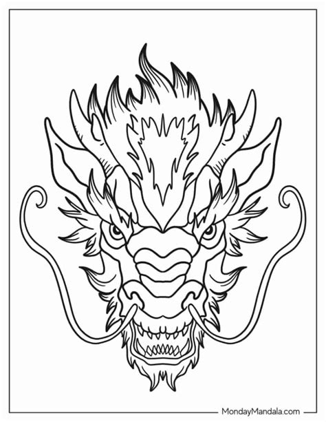 Chinese Dragon Head Coloring Page