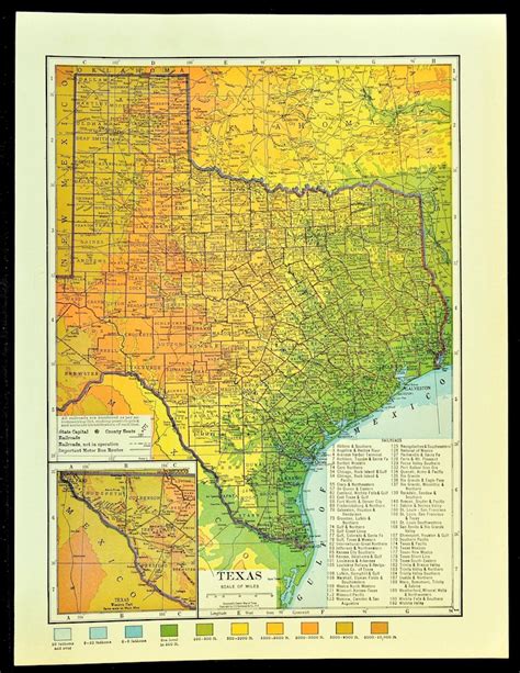 Texas Topographic Map of Texas Wall Decor Art Colorful Colored | Etsy