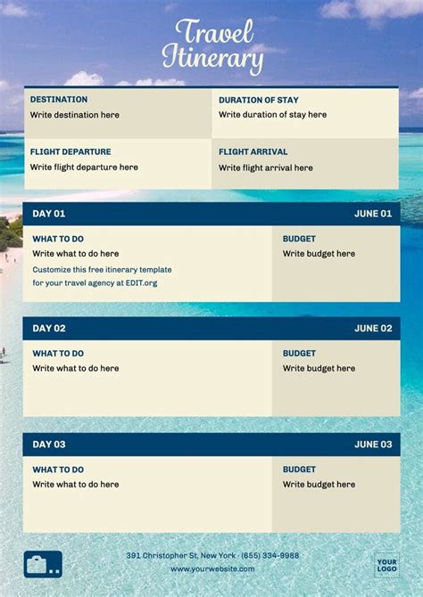 Editable Travel Itinerary Template