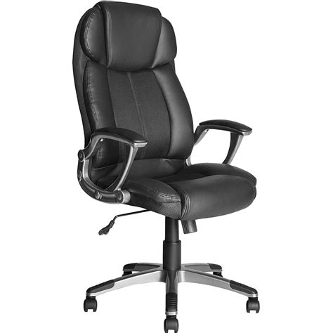 JJS High Back Swivel Executive Office Chair, Ergonomic Adjustable Home Computer Padded Leather ...