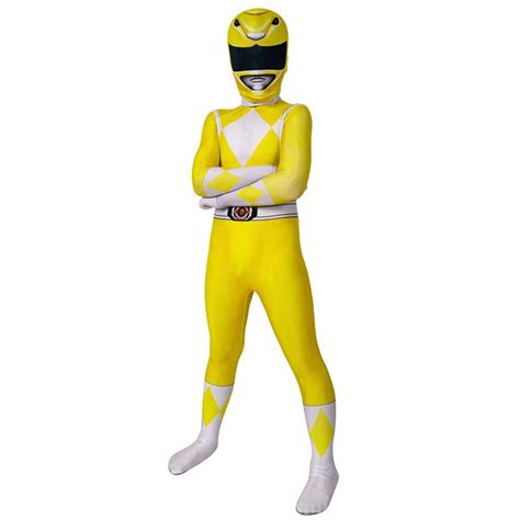 Kids Power Rangers Costume Yellow Ranger Cosplay Suit Zentai Jumpsuit – ACcosplay