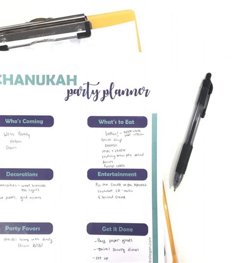 Chanukah Party Planner - Free Printable! - Jewish Moms & Crafters