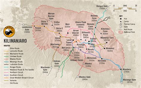 Map of Kilimanjaro - Mount Kilimanjaro National Park