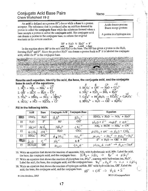 10++ Conjugate Acid Base Pairs Worksheet – Worksheets Decoomo