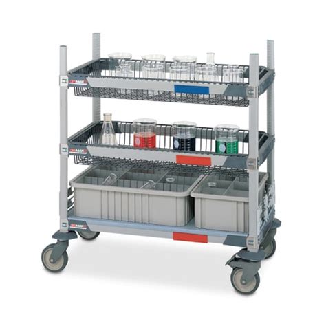 Laboratory Glassware Transport Cart with Storage Totes | Marketlab