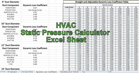 Engineering-xls: HVAC- Static Pressure Calculator Excel Sheet