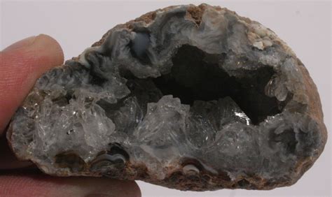 Geode Polished White and Black Quartz Agate Crystal