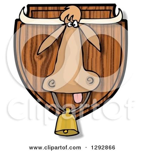 Clipart of a Texas Longhorn Cow Head Mounted on a Wood Plaque - Royalty Free Illustration by ...