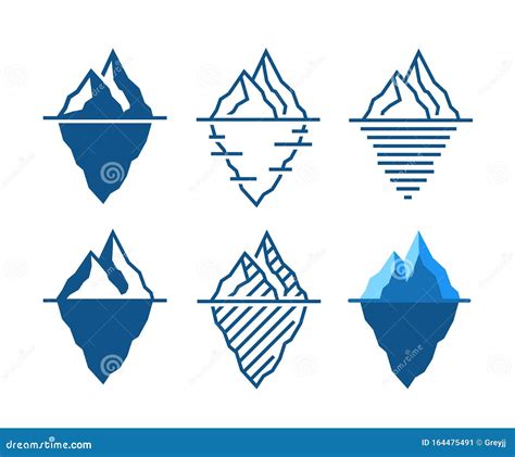 Iceberg Icons in Diffrent Styles Stock Vector - Illustration of blue, design: 164475491