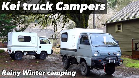 Kei truck 4x4 campers [ Winter car Camping ] stormy winter trip - YouTube