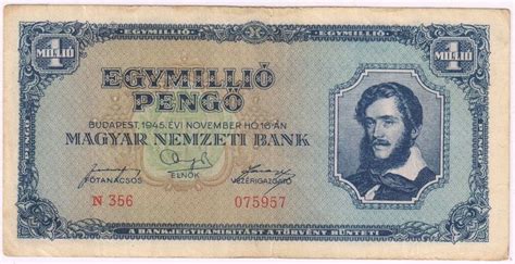 Hungary - 1 mil pengo 1945 used currency note - KB Coins & Currencies