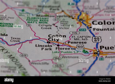 Canon City Colorado USA shown on a Geography map or road map Stock Photo - Alamy