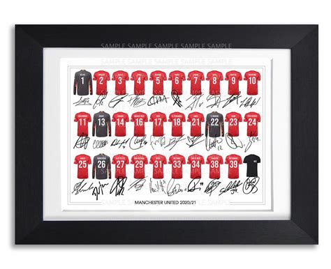 Manchester United 2020-2021 Squad Team Signed Poster Print Photo Autograph Gift Man Utd Rashford ...