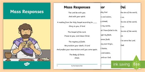 Roman Catholic Mass Responses Pupil Print-Out - Twinkl