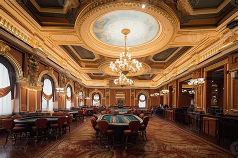 Luxury casino interior with playing tables. Gambling addiction. Created ...